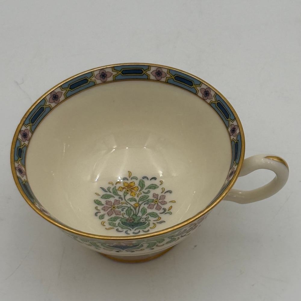Lenox Mystic Vintage Floral Porcelain Teacup Gold Trim Cream Blue Pink - Picture 6 of 9